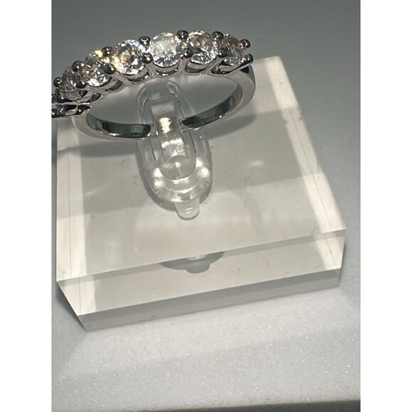 Cubic Zirconia Silver Tone Band Ring Size 7 - Picture 3 of 6
